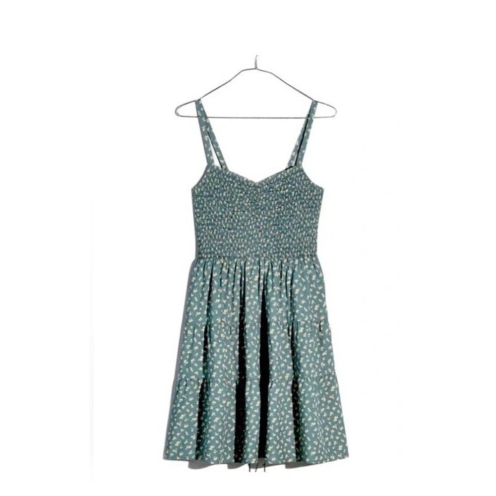 Madewell Green Floral Smocked Midi Dress Size L